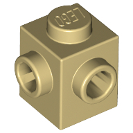 Lego kostka (kostička) 1x1 s nopy na dvou sousedních stranách, béžová (6175968)
